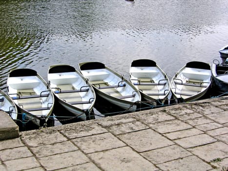 Rowing Boats moored on the River Dee at Chester