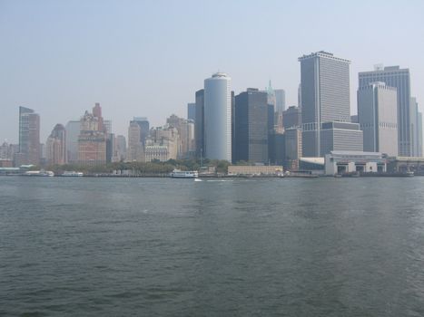 New york city seen from the sea (onboard the Staten Island ferry)