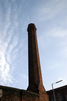 Partial Silhouette of Old Industrial Chimney in Liverpool Docks