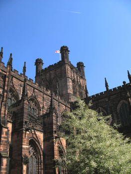 View of Chester Anglican Cathedral in England UK