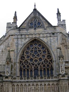 Front of Exeter Cathedral in Devon England
