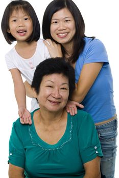 Asian family, grandmother, mother and daughter.