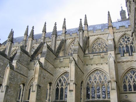 Flying Butresses on the Side of an English Cathedral