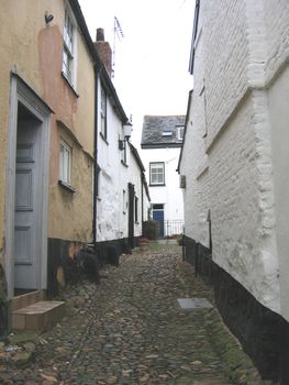 Cobbled Alley and Houses in South Devon