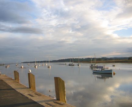 Small Boats at Sunset in England