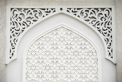 An example of Islamic design cast in concrete on a building in Terengganu, Malaysia.