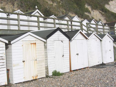 White Beach Huts in England