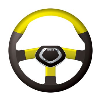 Modern sports steering wheel with gold detail trim