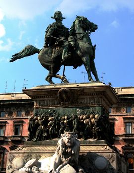 Vittorio Emanuele monument in Duomo square