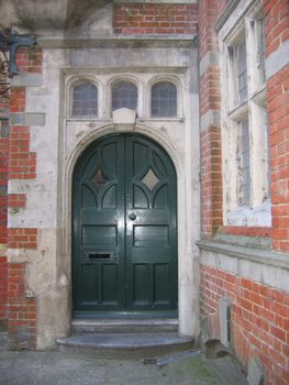 Arched Doorway with Black Door