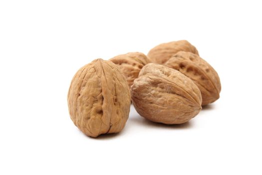 Walnuts on white background. Close up image
