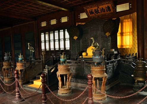 Royal chinese throne in summer palace in Chengde