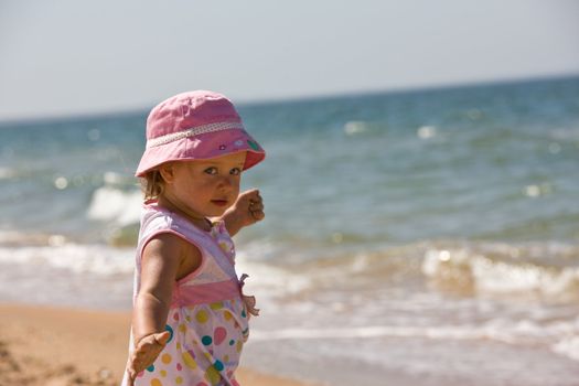 people series: little funny girl on the sea beach