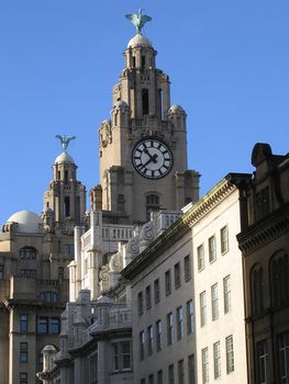 Historic Liver Building in Liverpool England