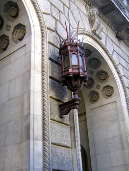 Ornate Lamp on Historic Building in Liverpool England