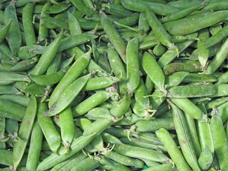 Sugar Snap Peas in a Market Stall Tray in the UK