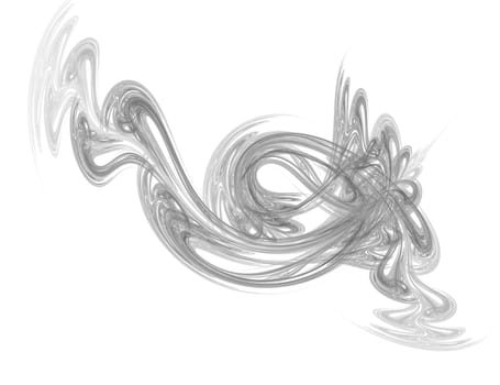 Abstract Grey Smoke Swirls on White Background