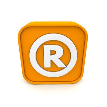 orange RSS like registered trademark symbol rendered in 3D isolated on white ground - front view