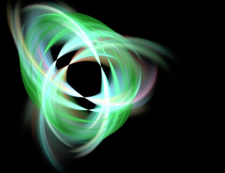 Abstract Green Nested Shape on Black Background