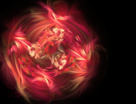 Abstract Red Swirls on Black Background