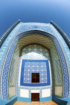 Colorful Islamic mosque. Abu Nasr Parsa, Afghanistan.