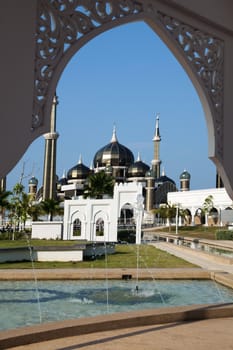 Crystal Mosque or Masjid Kristal in Kuala Terengganu, Terengganu, Malaysia, Asia during sunset. 
