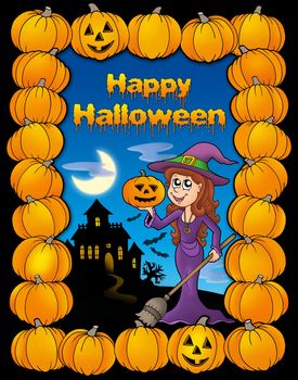 Happy Halloween card - color illustration.