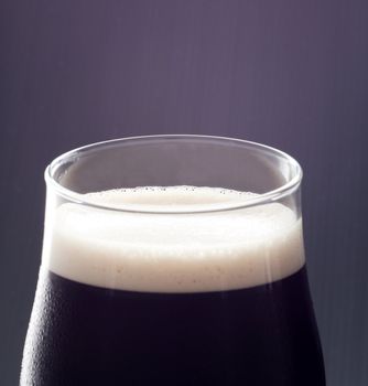 Close up of a glass of irish stout