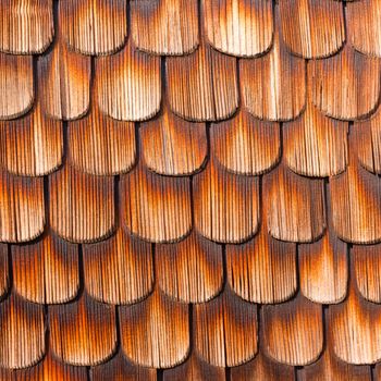 Wooden Shingles of wall siding of historic Black Forest farmhouse, Germany, Europe