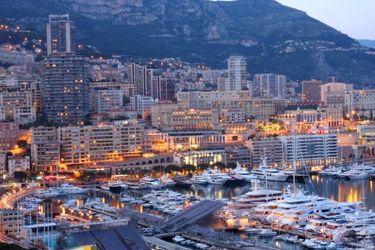 View of Monaco at night