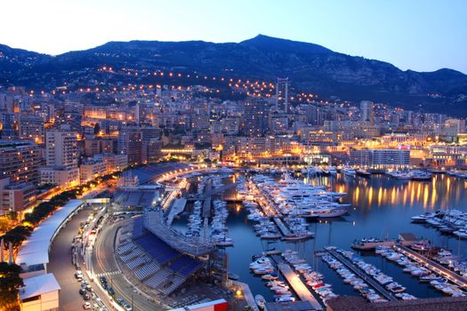 View of Monaco at night