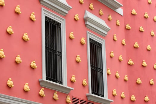 details building facade, Salvador Dali museum in Fugueres, Spain