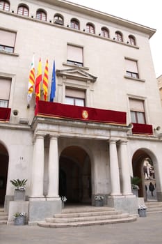 view od building, placa de l'ajuntament in Fugueres, Spain