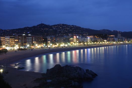 View of Lloret de Mar (Spain) at night