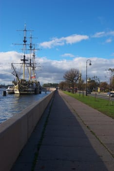 Quay yard Neva river in St.Petersburg