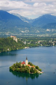 View of  St. Mary´s Church of the Assumptionon in Bled