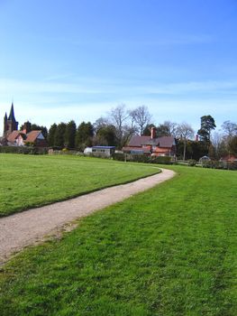 Village Green and Church in Cheshire Village of Aldford