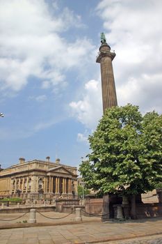 Majestic Buildings and Monumental Column in Liverpool England