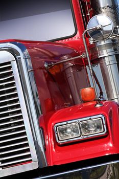 The beautiful red US Truck with chrome