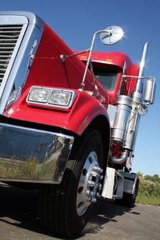 The beautiful red US Truck with chrome