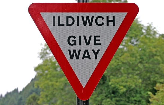 Bilingual English Welsh Give Way Sign