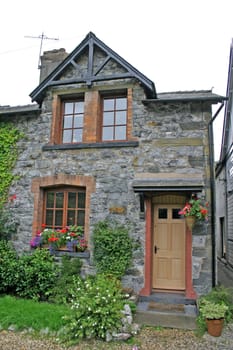 Welsh Cottage with Colourful Flowers