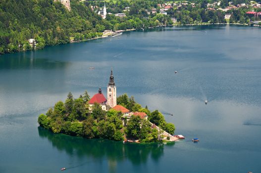 View of  St. Mary´s Church of the Assumptionon in Bled