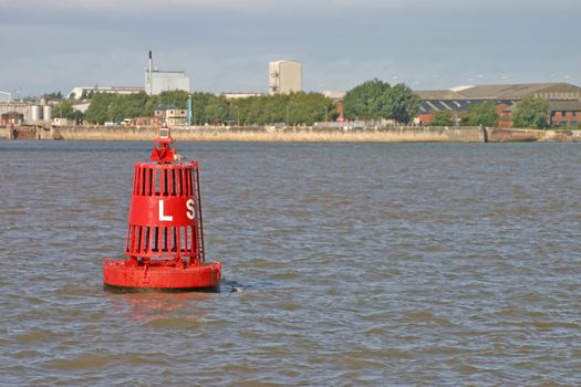 Shippin Buoy on the River Mersey in Liverpool England UK