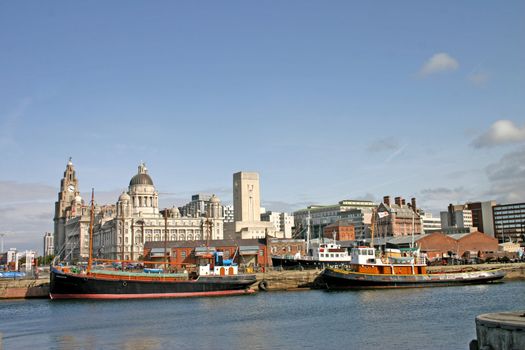 Two Liverpool Ships in Dock UK England