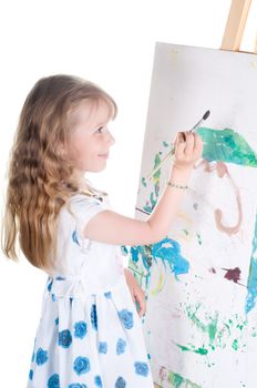 Shot of little girl painting in studio