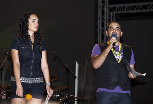 VALLETTA, MALTA - AUG 29 - Radio DJs Christine Calleja and Chris Camilleri during the Michael Jackson Tribute Concert organised by Xfm radio station at The Valletta Waterfront 29th August 2009