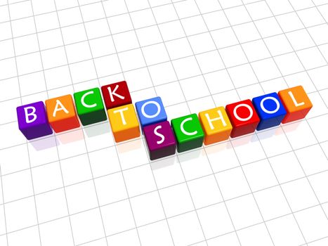 3d colour cubes with white letters with text - back to school