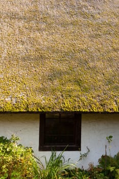 Detail of historic thatched roof farm house of Black Forest in rural Germany.