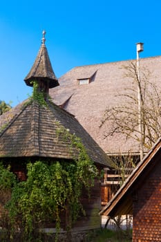 Historic farm buildings of Black Forest in rural Germany.